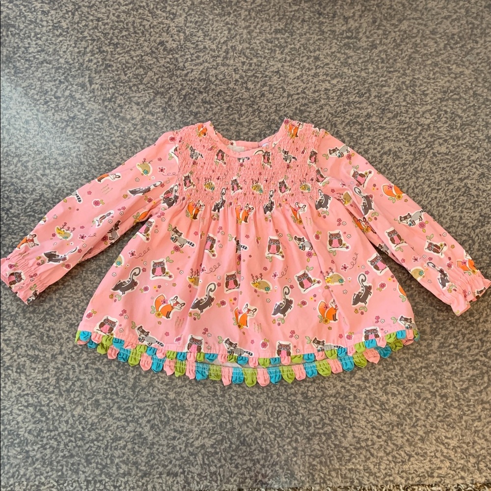 Cotton Kids 4T Pink Long Sleeve Top with Animal Print